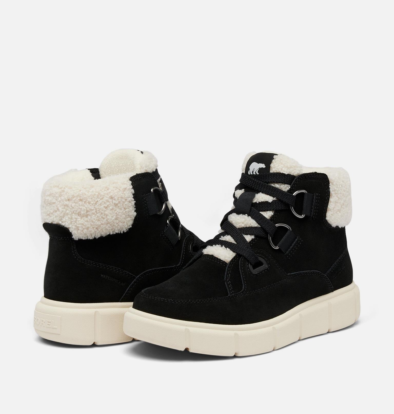 SOREL EXPLORER™ III NW Lace Women's Waterproof Boot - Black, Sea Salt